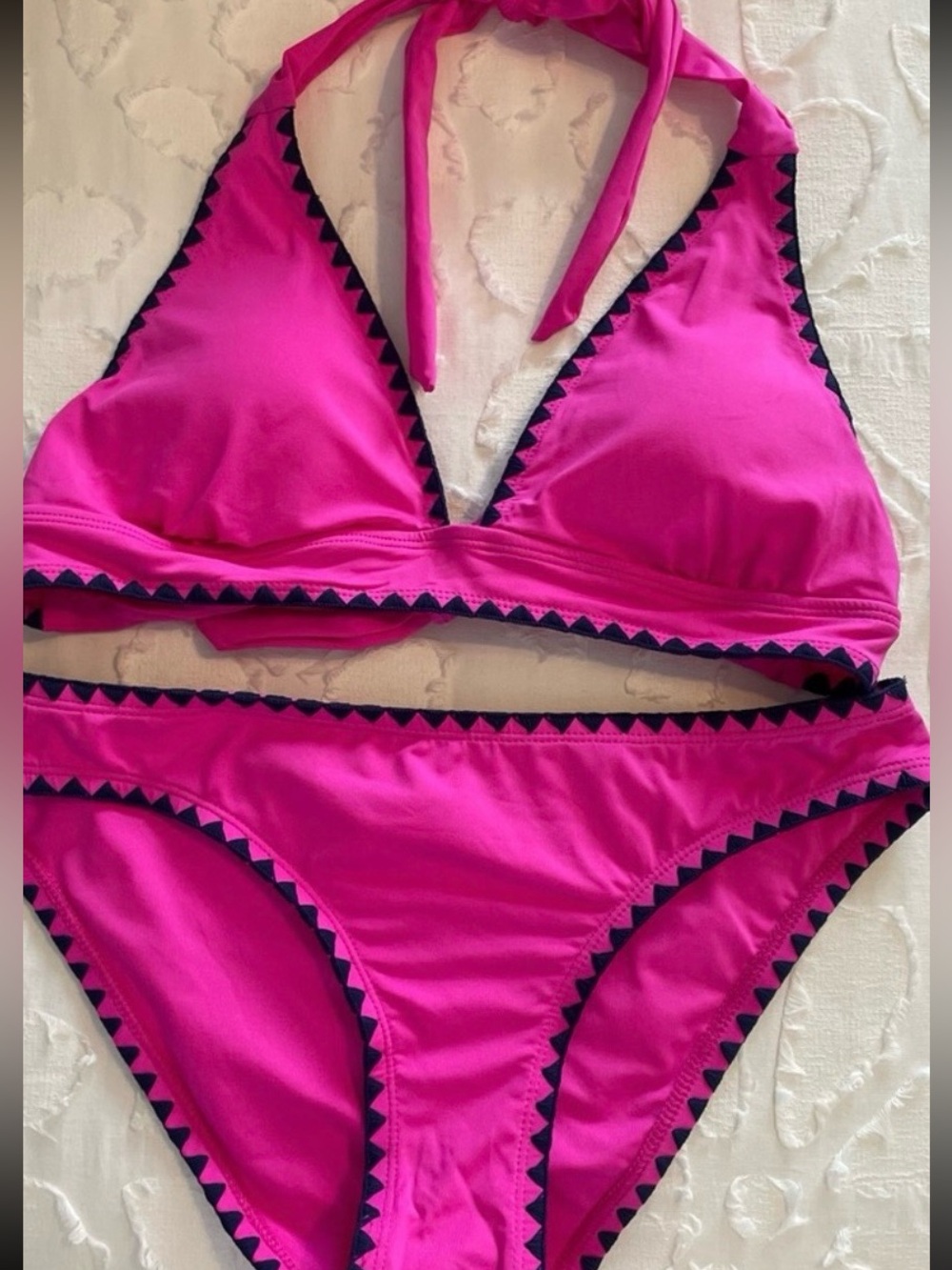 Lucky Brand Hot Pink Bikini with Black Trim